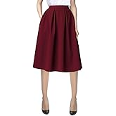 Urban CoCo Women's Knee Length A Line Midi Skirt Casual Work Elastic High Waisted Skirts with Pockets