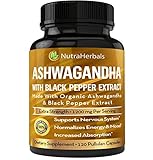 Organic Ashwagandha Root Powder 1200mg - 120 Veggie Capsules - Ashwaganda Supplement – Black Pepper Extract for Increased Absorption