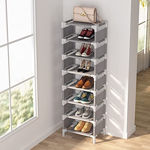 Tribesigns 8 Tiers Vertical Shoe Rack , Narrow Shoe Shelf Space Saving