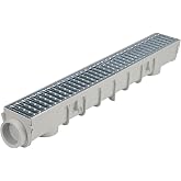 NDS Pro Series Channel Drain Kit, 5-1/2 in. X 39-3/8 in. Deep Profile Channel, Galv. Steel Grates, End Caps/Outlet, 5 in.