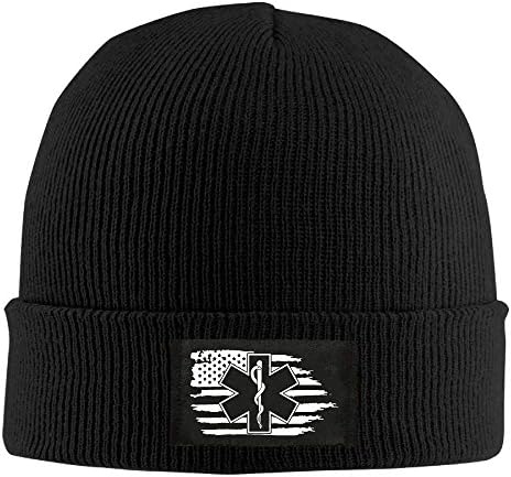 GHEDPO American Flag EMS Star of Life EMT Paramedic Medic - Adult Knit Cap Beanies Cap Winter Warm Hat