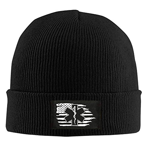 GHEDPO American Flag EMS Star of Life EMT Paramedic Medic - Adult Knit Cap Beanies Cap Winter Warm Hat