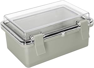 LMioEtool ABS Plastic Dustproof Waterproof IP65 Junction Box Hinged Shell Universal Electrical Project Enclosure Gray, with PC Transparent Clear Cover 5.9 x 3.9 x 2.8inch(150 x100 x70mm)