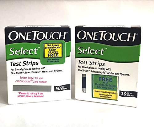 One Touch Select Blood Sugar Test Strips 50 Counts + 10 Counts Free- Expiry 10/2018