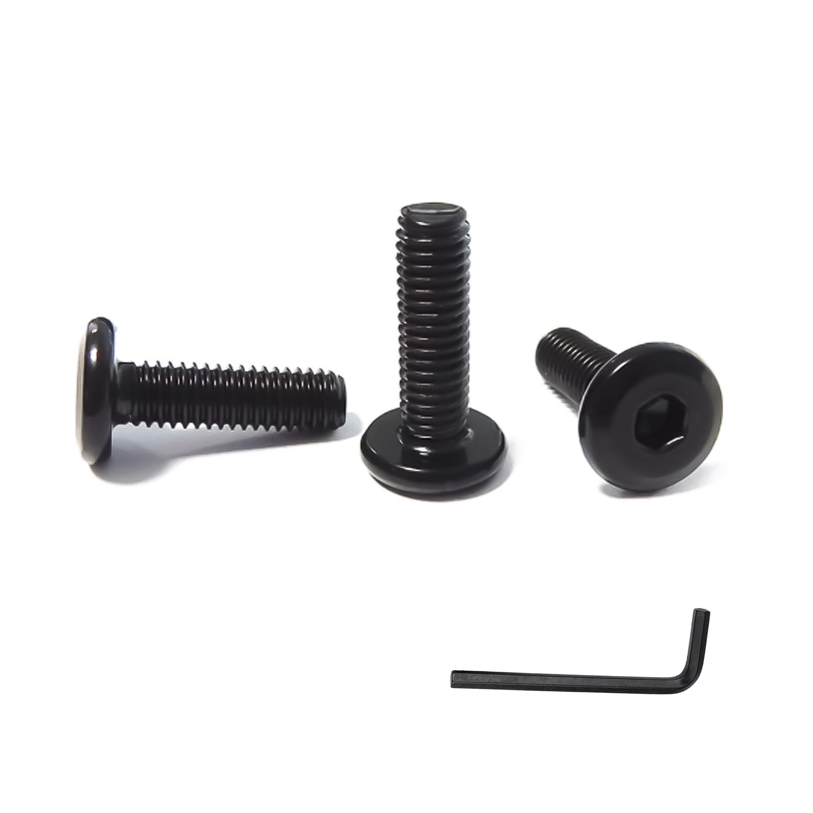 SHUNCHG 20 Pieces M5 x 12 Screws, Flat Head Screws M5 Hex Socket, Stainless Steel A2 V2A, Pan Head Screws Full Thread Black Oxide with 1 Hex Key