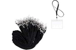 Armastuse 50 Pack Lanyards Bulk for id Badges Badge Holder Lanyard Black Flat Nylon Clip Swivel Hooks (Black)