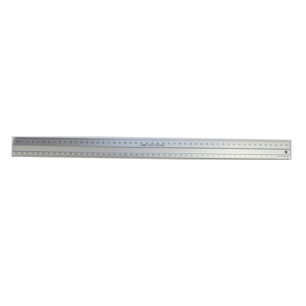 Linex Hobby Cutting Ruler Anti-slip Light Aluminium 1 Bevelled Side 1 Plain Side 50cm Ref LXE1950M