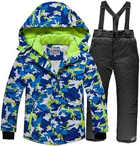 YFCH Kids Winter Outdoor Ski Suit Skiing Jackets Set Children Sports Waterproof Clothing Set Thickening Warm Jackets Pants