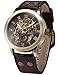 AMPM24 Men's Steampunk Mechanical Leather Bronze Skeleton Self-Winding Auto Wrist Wacth PMW198