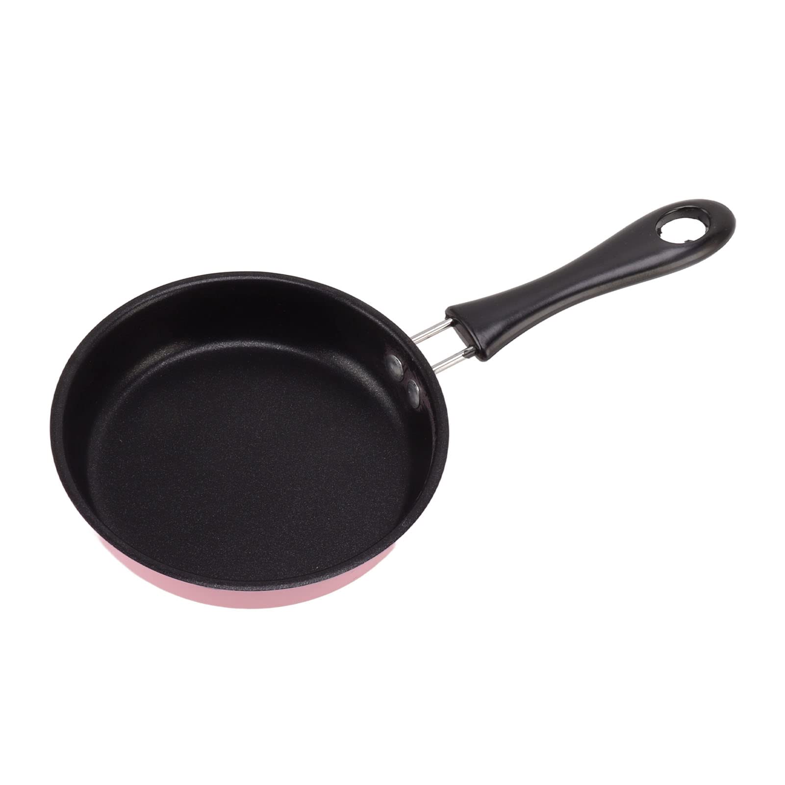 12cm Mini Frying Pan Round Egg Pan One Egg Fry Pan Egg Pancake Maker Omelet Mini Breakfast Pan with Long Handle Safe Cookware Small Egg Skillet (Pink)