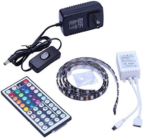 AOXLED® 1M 5050 RGB Colour Changing LED Strip Kit 44 Key Remote Controller 1.5A US Plug Power Supply Mood Lights for Cabinet Dispaly/TV Back Decoration