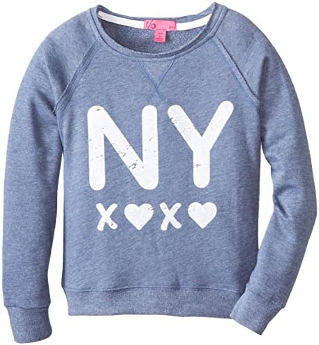 Take Out Big Girls' New York Sweatshirt, Oceanview Heather/Heather Blue, Small
