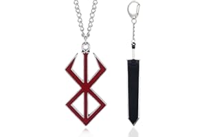 FUNBOAT Berserker Guts Sword Necklace Keychain - Berzerk Behelit Chains - Gift for Women Men and Fans