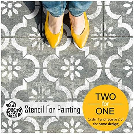 Jannah Moroccan Flower Tile Stencils for Painting Walls and Floors | Custom Sizes Available 30 cm Repeat