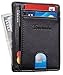 Travelambo RFID Front Pocket Minimalist Slim Wallet Genuine Leather Small Size (Stark Black)
