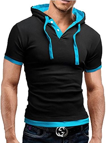 CANSOS Men's Hooded Short Sleeve Polo Shirt (US,XL/Asia,2XL) 4