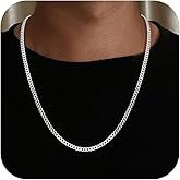 HIMSTORY Cuban Link Chains for Men, 925 Sterling Silver Over 3.5mm/7mm Cuban Chain Diamond Cut Silver Necklace Chains Gifts for Men Father Boyfriends