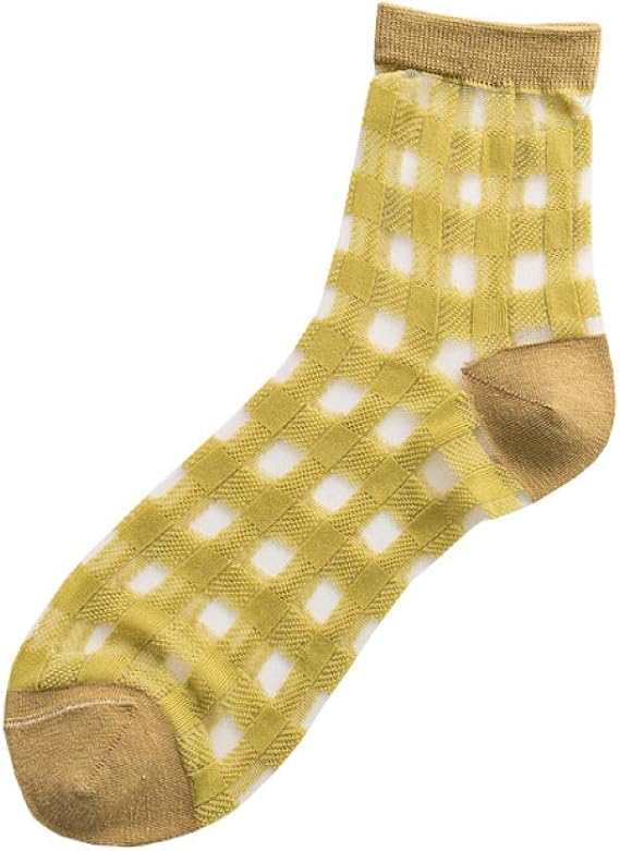 Amazon シースルー レース ソックス 丈ミディアム レディース靴下 ふわふわ 23 25cm 気持ちい履き心地 カラフル ファッション ガールズ カジュアルな レディース靴下 パンプス ソックス 丈夫だ 黄 フィットネス トレーニング ソックス 通販