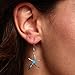Sterling Silver, Gold Tone or Rose Tone Created Blue, White or Pink Opal Starfish Dangling Earrings