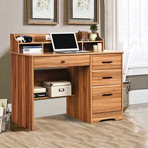 Catrimown Computer Desk with Drawers and Hutch, Farmhouse Home Office