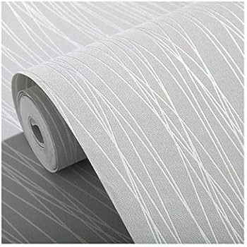 Blooming Wall:Non-Woven Classic Plain Stripe Moonlight Forest Wallpaper,20.8 In32.8 Ft=57 Sq ft Per Roll,Silver Grey