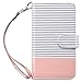 ULAK Galaxy S6 Case, Samsung Galaxy S6 Wallet Case, Wallet Flip Case PU Leather Case Shockproof Soft TPU Inner Bumper Slim Protective Card Slots Wrist Strap Cover- Minimal Stripes/Rose Gold