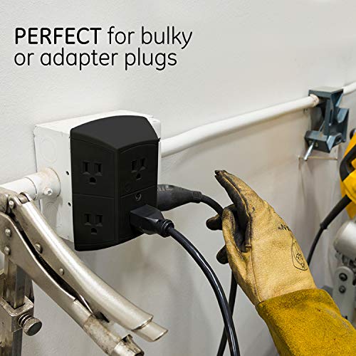 GE 6Outlet Extender, Grounded Wall Tap, Adapter Spaced Outlets, 3