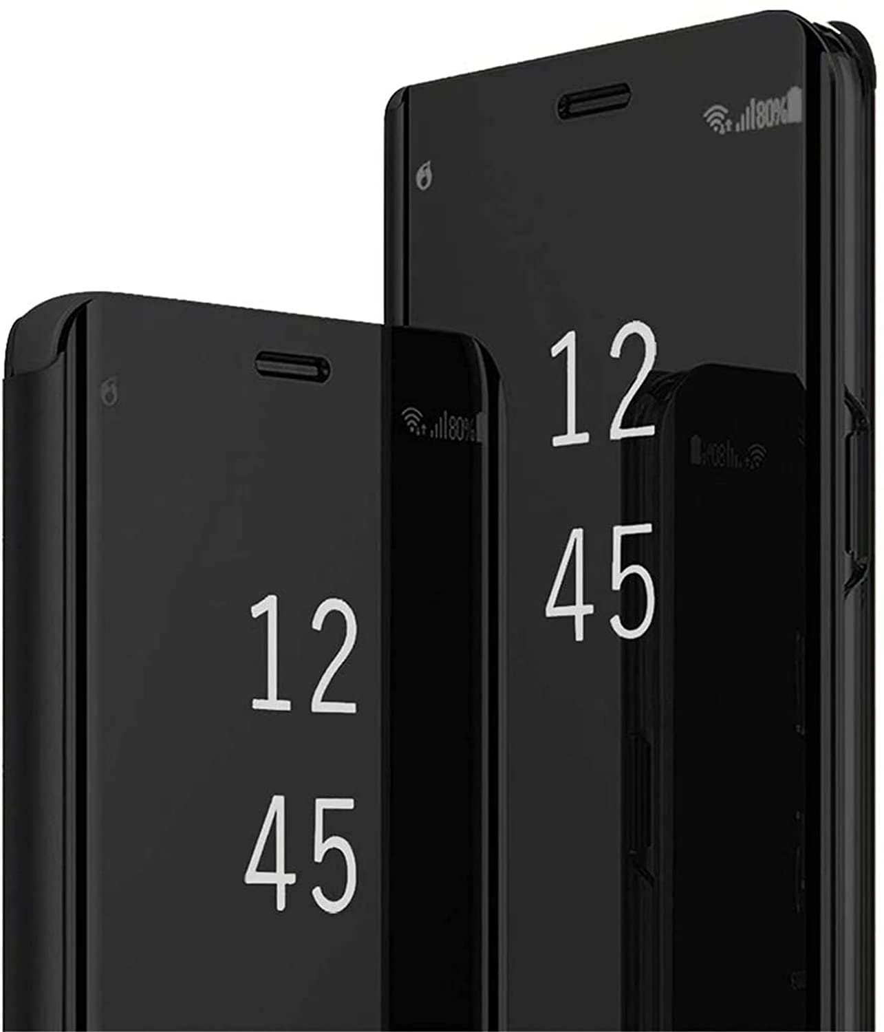 BoerHang Case for Honor 90 Lite, Smart Clear View Cover, Clear View Standing Case, Translucent 360° Protective.(Black)