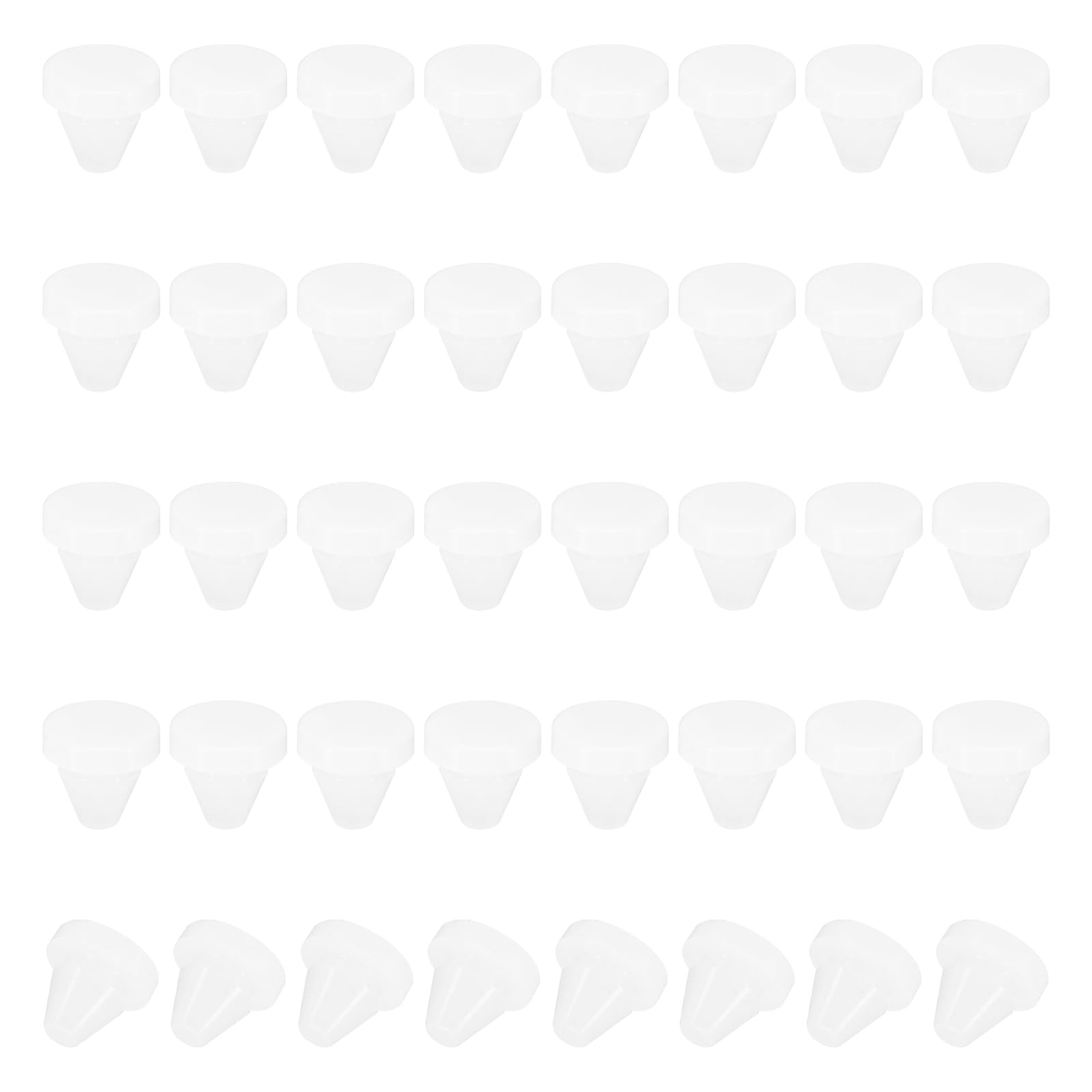 PATIKIL 6mm Diameter Silicone Hole Plug, 40 Pcs Round Snap in Type Locking Furniture Button Protective Cover Cap Head Fit for 6-7mm Hole for Seal Bulkhead Cylinder Hole, Translucent