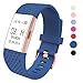 Wearlizer Compatible with Charge 2 Bands Accessories Silicone Strap Replacement Charge 2 Special Edition Lavender Rose Gold Buckle Blue