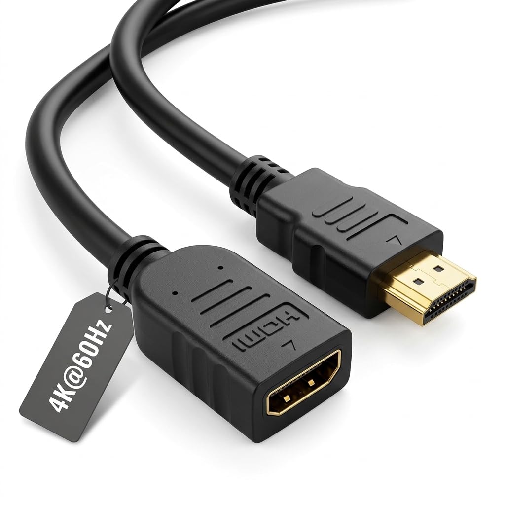 Electoys HDMI Extension Cable - Male to Female Cable High Speed 4K@60Hz - Black HDMI Extender 2.0 Display Lead - Compatible With Roku TV Stick, Fire Stick, Blu-Ray, PS3/PS4-0.5m 1m 2m 3m 5m
