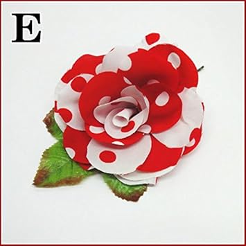 Amazon ｅタイプ スペイン製 フラメンコ ヘッドドレス 大輪バラコサージュ 水玉 葉っぱ付き 個性的見栄えする大きなサイズの薔薇 フラメンコ衣装にぴったり ドット柄の珍しい花 髪飾り ヘアアクセサリー選べるカラー Sk2 A Mika Dress ミカドレス ダンス用品