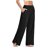 UEU Womens Wide Leg Yoga Pants High Waisted Adjustable Tie Knot Joggers Casual Loose Plus Size Lounge Sweatpants with Pockets