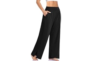 UEU Womens Wide Leg Yoga Pants High Waisted Adjustable Tie Knot Joggers Casual Loose Plus Size Lounge Sweatpants with Pockets