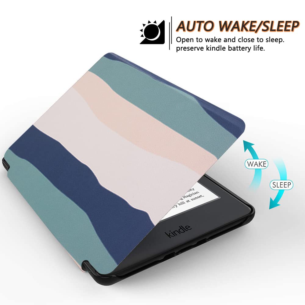 SCSVPN Case for Kindle Paperwhite 11th Generation 6.8'' and Signature Edition 2021 Released - All New Slim Premium Durable PU Leather Cover with Hand Strap, Auto Sleep/Wake - Colorful Blue