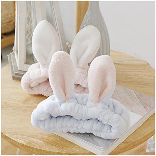 Casualfashion 5Pcs Hairband Girl Elastic Hair accessories Bunny Earls/Cat Ears Headbands for Women Shower Running Sport Headwrap (Bunny Ear Style)