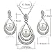 Long Way ®Gold/Silver Plated Water-drop Pendant Necklace Dangle Earrings Set Austrian Crystal Rhinestone Imitated Pearl Wedding Jewelry Sets For Women