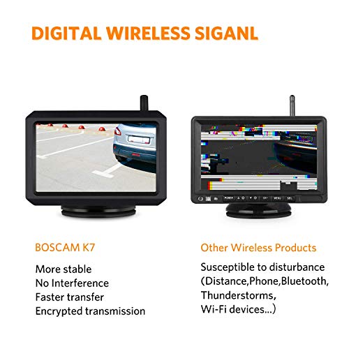 BOSCAM K7 Draadloze digitale achteruitrijcameraset met ingebouwde radiozender, 5 inch LCD-monitor, draadloze… - Afbeelding 7