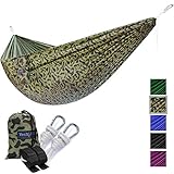 Yes4All Single Lightweight Camping Hammock with Strap & Carry Bag – Nylon Parachute Hammock / Lightweight Portable Hammock for Camping, Hiking (Camouflage)