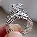 WensLTD 2-in-1 Womens Vintage White Diamond Silver Engagement Wedding Band Ring Set (#10, Silver)