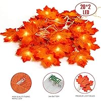 Blasoul Fall Decor Garland 2X20 LED Maple Leaves Fairy Lights 7.9 Feet Fall Garland Decorations Lights Waterproof Maple Leaf String Lights 3AA Battery Operated for Party Thanksgiving Festival,2 Pack