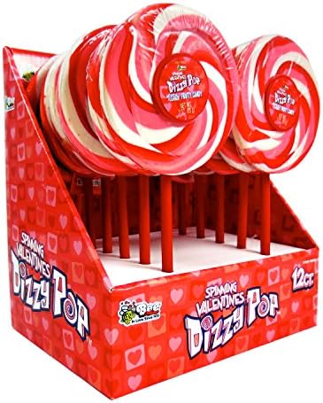 Valentine Pink and White Spinning Dizzy Pops - 3.5 oz (Pack of 12)