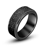 WaMLFac Titanium Steel Sand Blast Spinner Band Rings for Wedding Engagement Black, Rose Gold, Rainbow