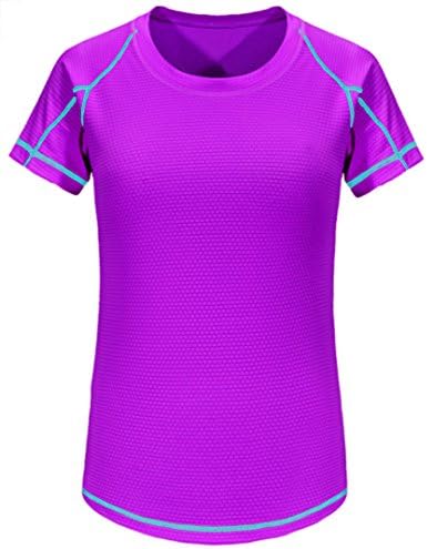 Horskey Women's Athletic Running Tshirt Baselayer Compression Top Camping Hiking Top (Height 5'5"-5'7", Purple)