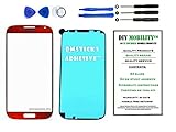 Samsung Galaxy S4 Glass Screen Red Replacement Kit with DM Tools, DM Sticky Adhsive, and Instructions Included I9500 I9505 I545 M919 I337 L720 R970 - DIYMOBILITY