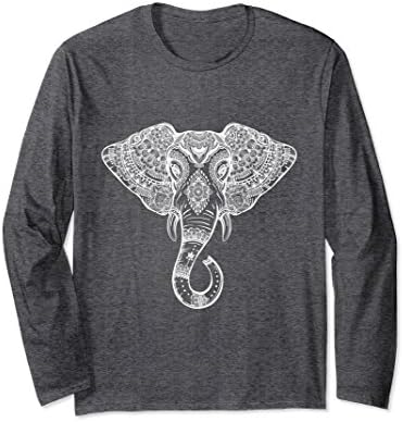 Unisex Ganesha L/S T-Shirt: Spiritual Hindu Elephant Deity White Medium Dark Heather
