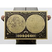 ufengke Retro Phase of The Moon Kraft Poster Living Room Bedroom Removable Murals