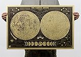 ufengke Retro Phase of The Moon Kraft Poster Living Room Bedroom Removable Murals