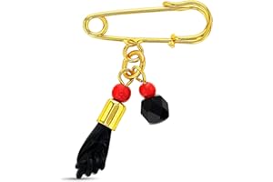 IN SEASON JEWELRY Simulated Azabache Figa Hand Evil Eye Protection Charm Brooch Pin - Traditional Black Figa Hand Evil Eye Protection Baby Brooch Pin Ideal for Babies, Toddlers, and Kids