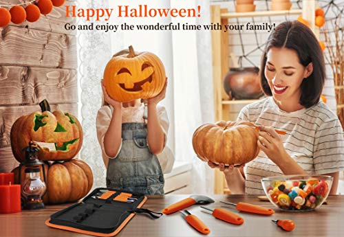 Pumpkin Carving Kit Tools Halloween, Weibus 12PCS Upgrade Professional Heavy Duty Stainless Steel Pumpkin Carving Kit Set for Halloween Decorations,with Zipper Bag